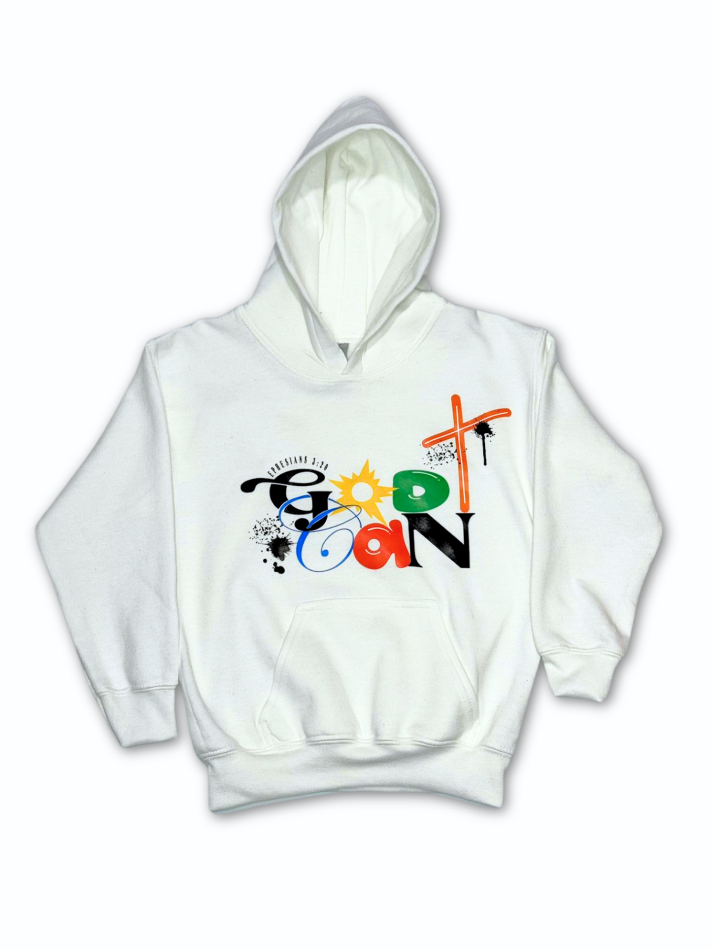 KIDS ABSTRACT GOD CAN HOODIE-WHITE