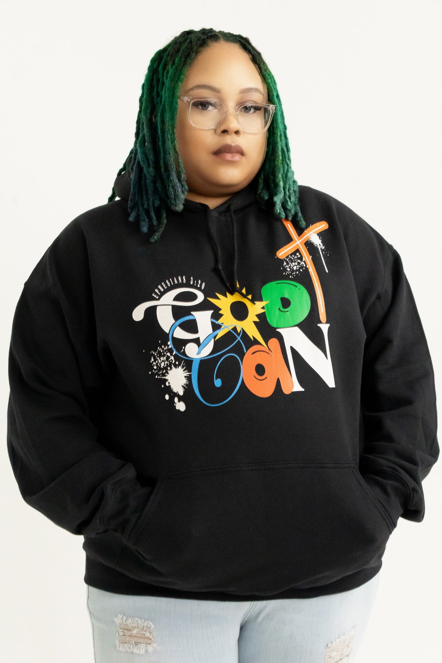 ABSTRACT GOD CAN HOODIE - BLACK
