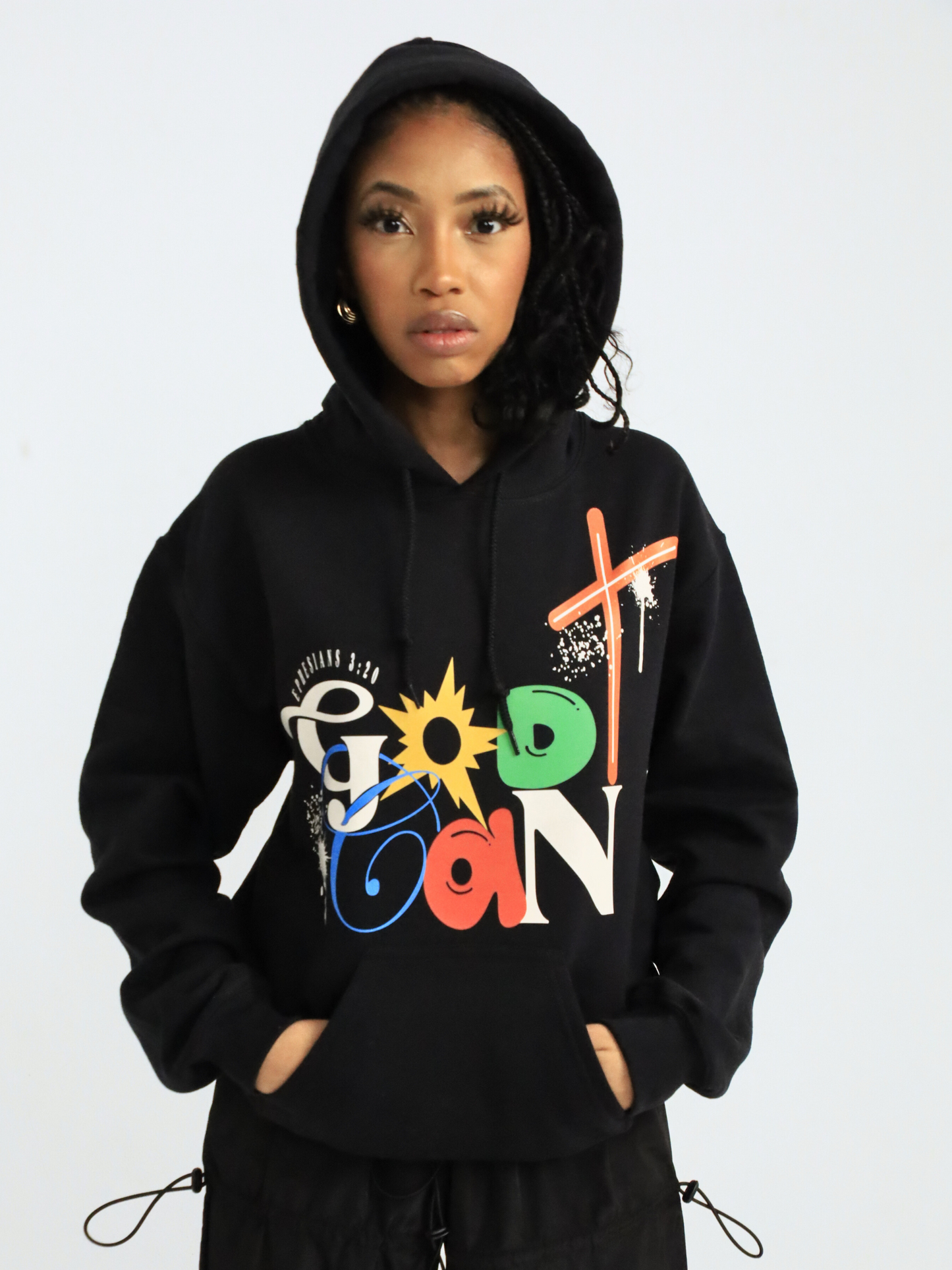 ABSTRACT GOD CAN HOODIE - BLACK